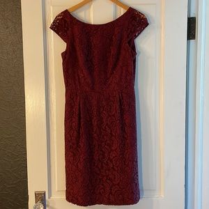 J Crew Maroon lace dress. Size 4. Worn once.